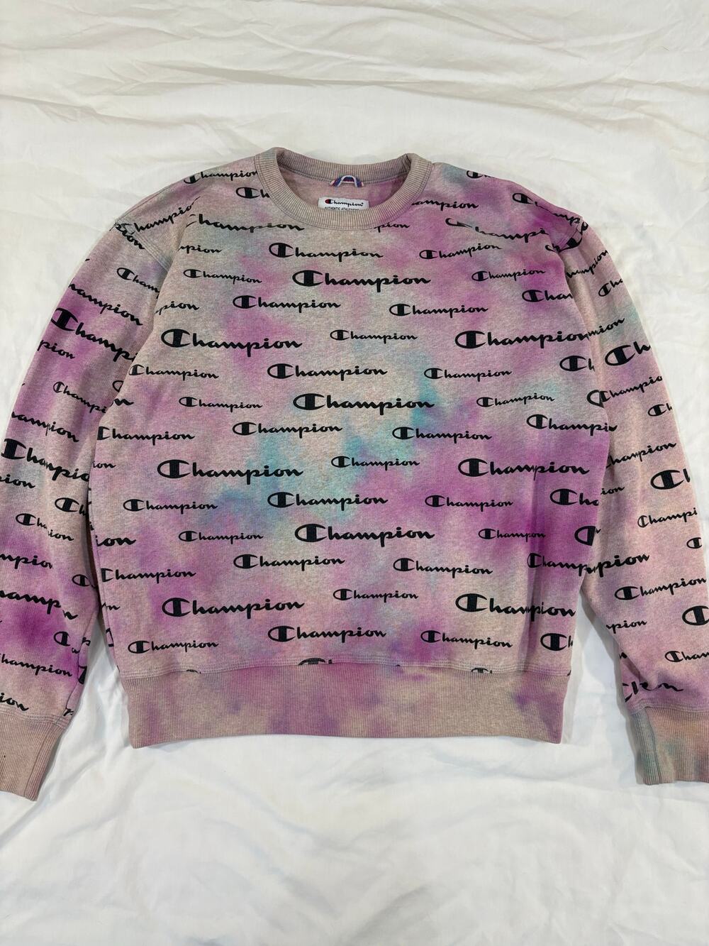Champion Tie Dyed Crew Neck Pullover Sweatshirt Size Medium